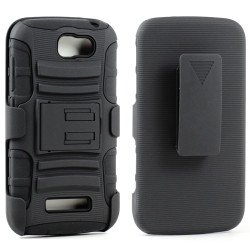 Alcatel One Touch Fierce 2 7040 Armor Shell Holster Combo Belt Clip (Black)